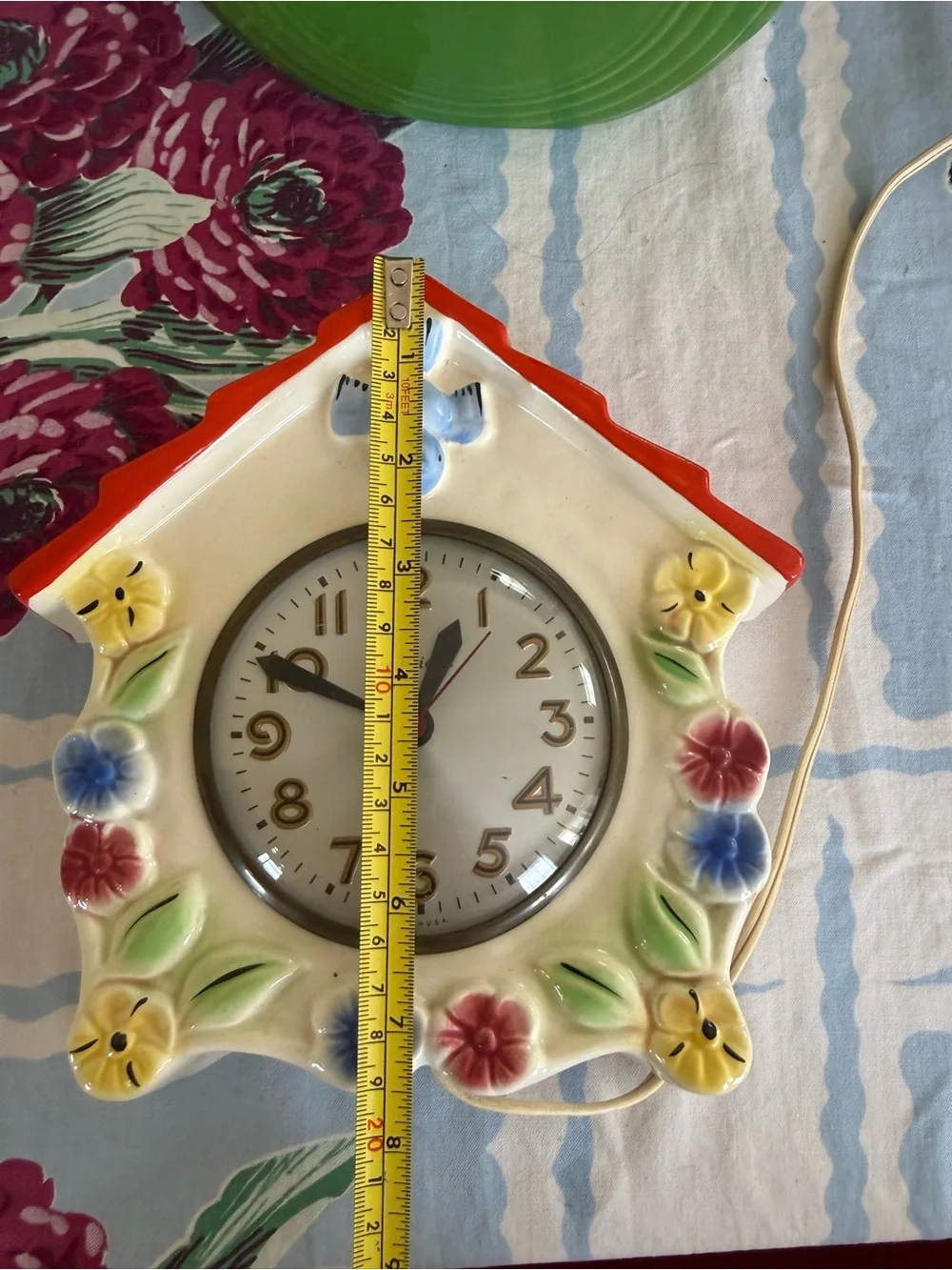 Vintage 1950s Sessions Ceramic Birdhouse Wall Clock for parts (as is)
